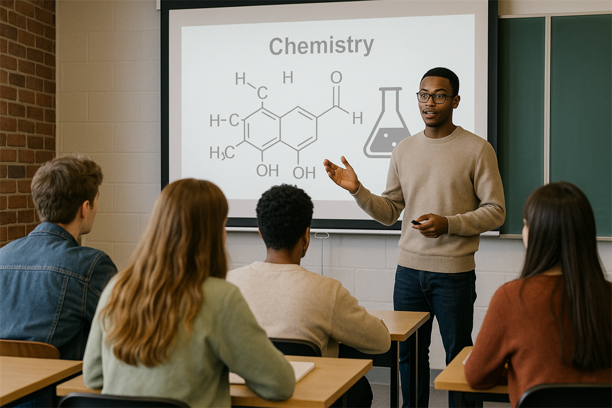 Student giving a presentation